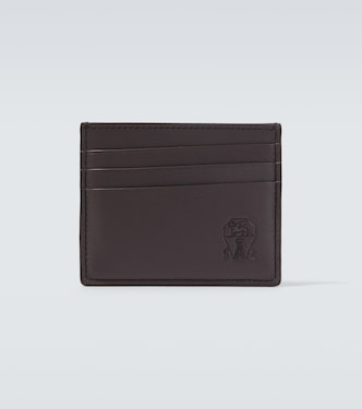 Logo debossed leather card holder | Brunello Cucinelli