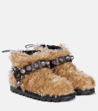 Studded teddy ankle boots | Miu Miu