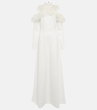 Bridal feather-trimmed crêpe gown | Christopher Kane