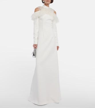 Bridal feather-trimmed crêpe gown | Christopher Kane