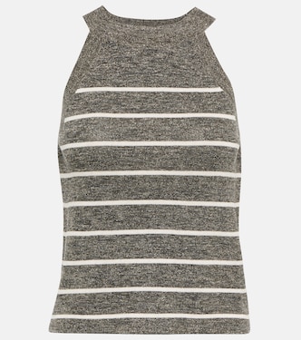 Tank top en mezcla de lino a rayas | Brunello Cucinelli