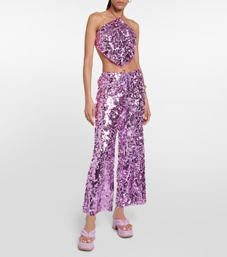 Pantalon ample à taille haute et à sequins | Oséree