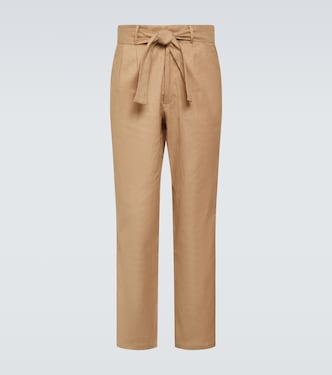 Pantalones rectos de lino y algodón | Commas
