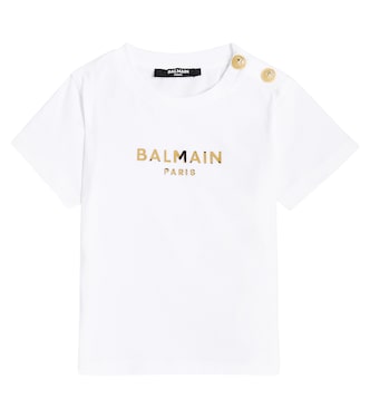 Baby - T-shirt in jersey di cotone con logo | Balmain Kids