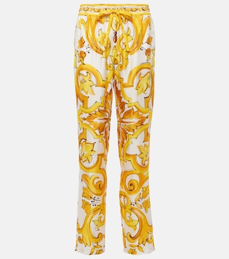 Gerade Hose Majolica aus Seide | Dolce&Gabbana