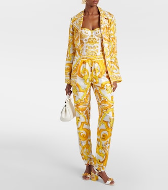 Pantalon droit Majolica en soie | Dolce&Gabbana