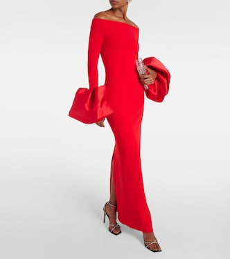 Talia off-shoulder crêpe gown | Solace London