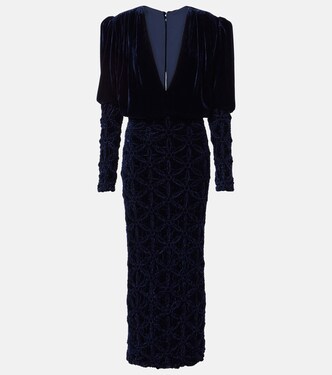 Anglette smocked velvet maxi dress | Costarellos