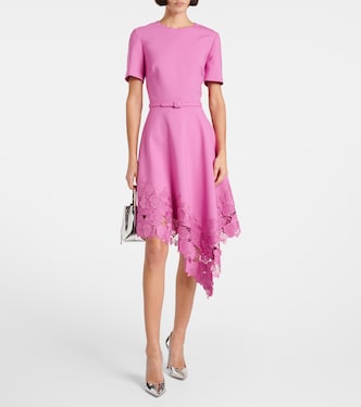 Vestido midi floral con encaje | Oscar de la Renta