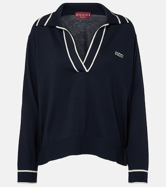 Polo in seta e cotone con logo | Gucci