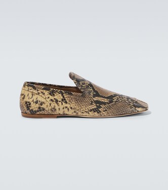 Snake-effect leather slip-on loafers | Dries Van Noten