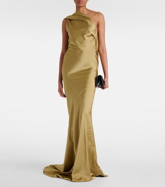 Draped one-shoulder lamé gown | Entire Studios