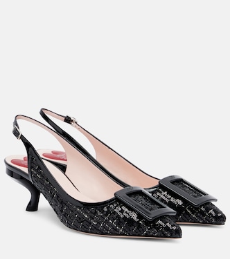 Virgule 55 sequined slingback pumps | Roger Vivier