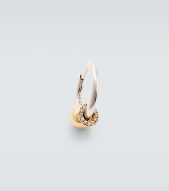 Piercing 14kt gold single earring with diamonds | Rainbow K