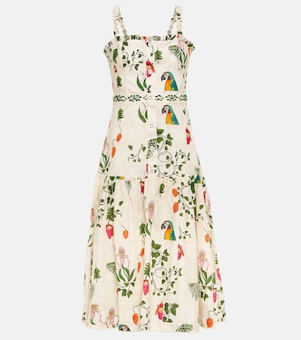Níspero Boquet floral linen midi dress | Agua by Agua Bendita