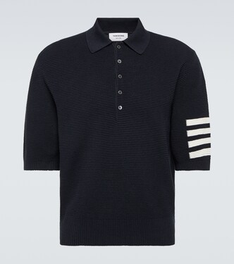 4-Bar linen and cotton polo shirt | Thom Browne