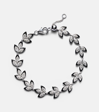 Bracciale Enamel Leaf in oro bianco 18kt con diamanti | Kamyen