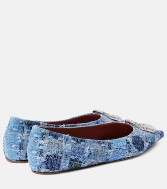 Verzierte Ballerinas Camelia 90 aus Tweed | Amina Muaddi