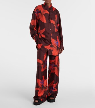 Camicia in raso di seta con stampa | McQueen
