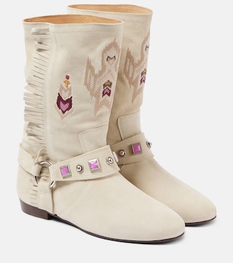 Siani fringed embroidered suede ankle boots | Isabel Marant