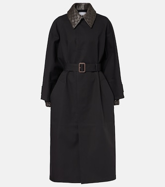 Mantel aus einem Baumwollgemisch mit Leder | Bottega Veneta