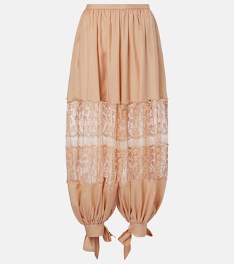 Lace-trimmed silk palazzo pants | Chloé
