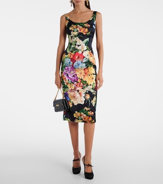 Vestido midi de satén floral | Dolce&Gabbana