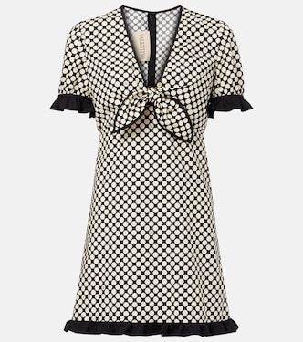 Vestido corto de popelín a lunares con volantes | Valentino