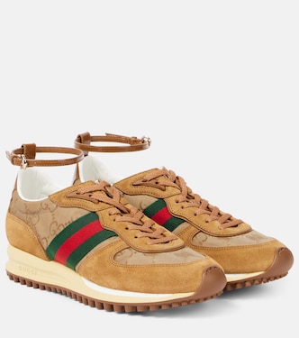 Re-Motion Web Stripe suede sneakers | Gucci