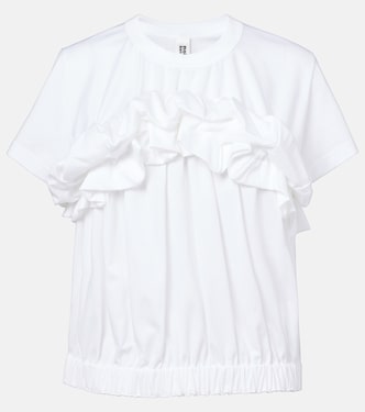 Top in cotone con volant | Noir Kei Ninomiya