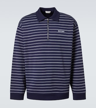 Striped cotton polo sweater | Miu Miu