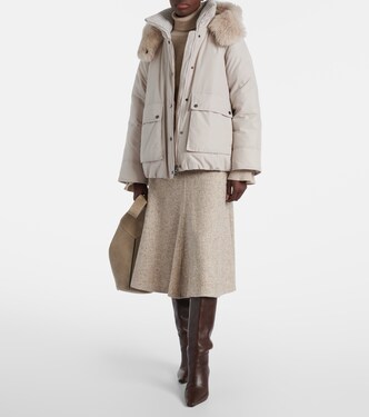 Leather-trimmed down jacket | Brunello Cucinelli