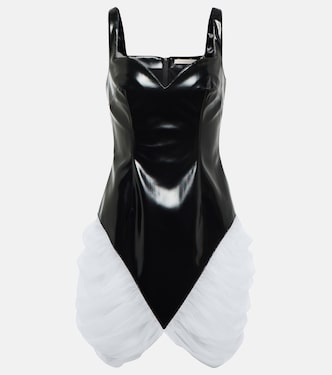 Tulle-trimmed vinyl minidress | Christopher Kane