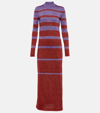 Robe longue rayée métallisée | Rabanne