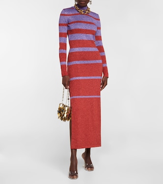 Robe longue rayée métallisée | Rabanne
