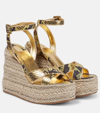 Mariza snake-print leather espadrille wedges | Christian Louboutin