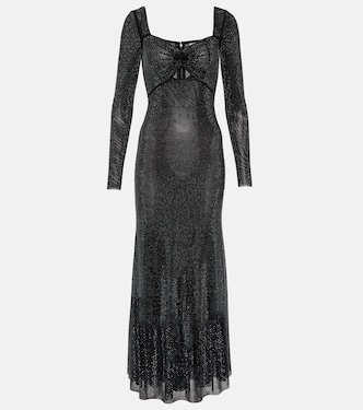 Crystal-embellished mesh midi dress | Self-Portrait
