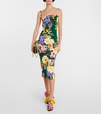 Vestido midi de cady de mezcla de seda | Dolce&Gabbana