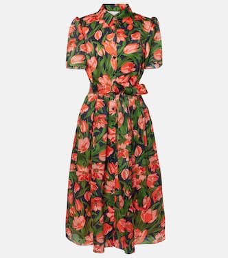 Abito chemisier in seta con stampa floreale | Carolina Herrera