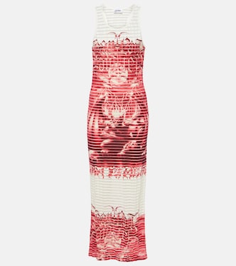 Abito lungo in jersey di misto cotone con stampa | Jean Paul Gaultier