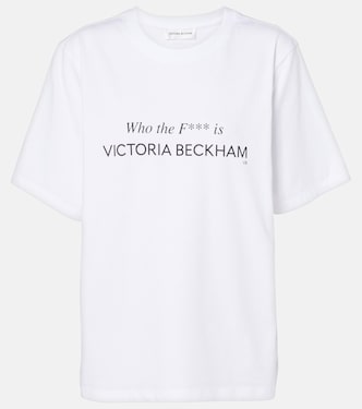 T-shirt in jersey di cotone con scritta | Victoria Beckham