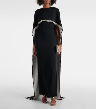Abito lungo in crêpe di raso con cristalli | Roland Mouret