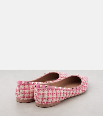 Rockstud tweed ballet flats | Valentino Garavani