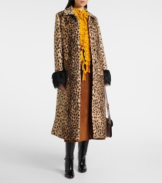 Jaguar Spots VGold belted wool coat | Valentino
