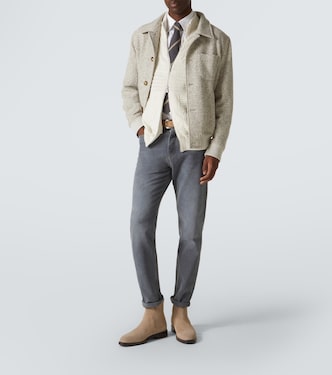 Cardigan in cotone con zip | Brunello Cucinelli
