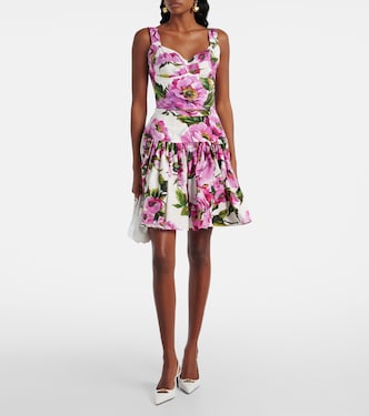 Mini-jupe en coton à fleurs | Dolce&Gabbana