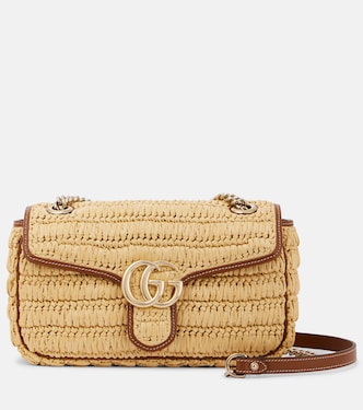 Borsa a spalla GG Marmont Small in rafia | Gucci