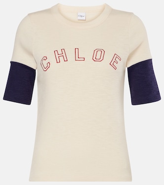 Logo cotton and wool flamé T-shirt | Chloé