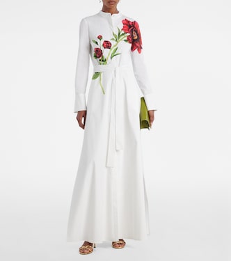 Abito lungo Peony in popeline di misto cotone | Oscar de la Renta