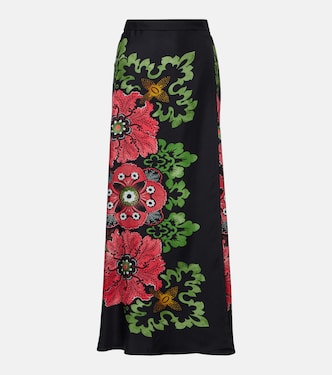 Sarong floral silk twill wrap skirt | La DoubleJ